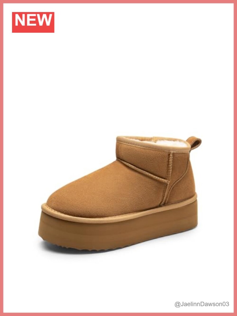 Platform Ankle Booties Suede Faux Fur Lined Anti-Slip Mini Boots
